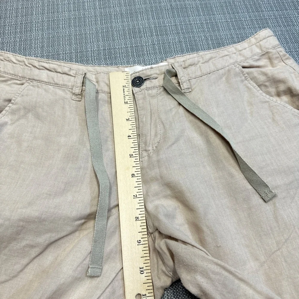 Coastal Linen Blend Pants Womens 8 Beige‎ Drawstring Euro Resort Vacation Travel
